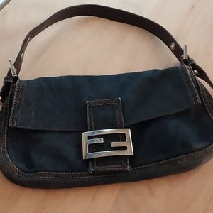 Fendi denim baguette handbag